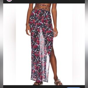 Lovewave the rika/ revolve Vibrant Red and Black butterfly Maxi Skirt, NWT-small